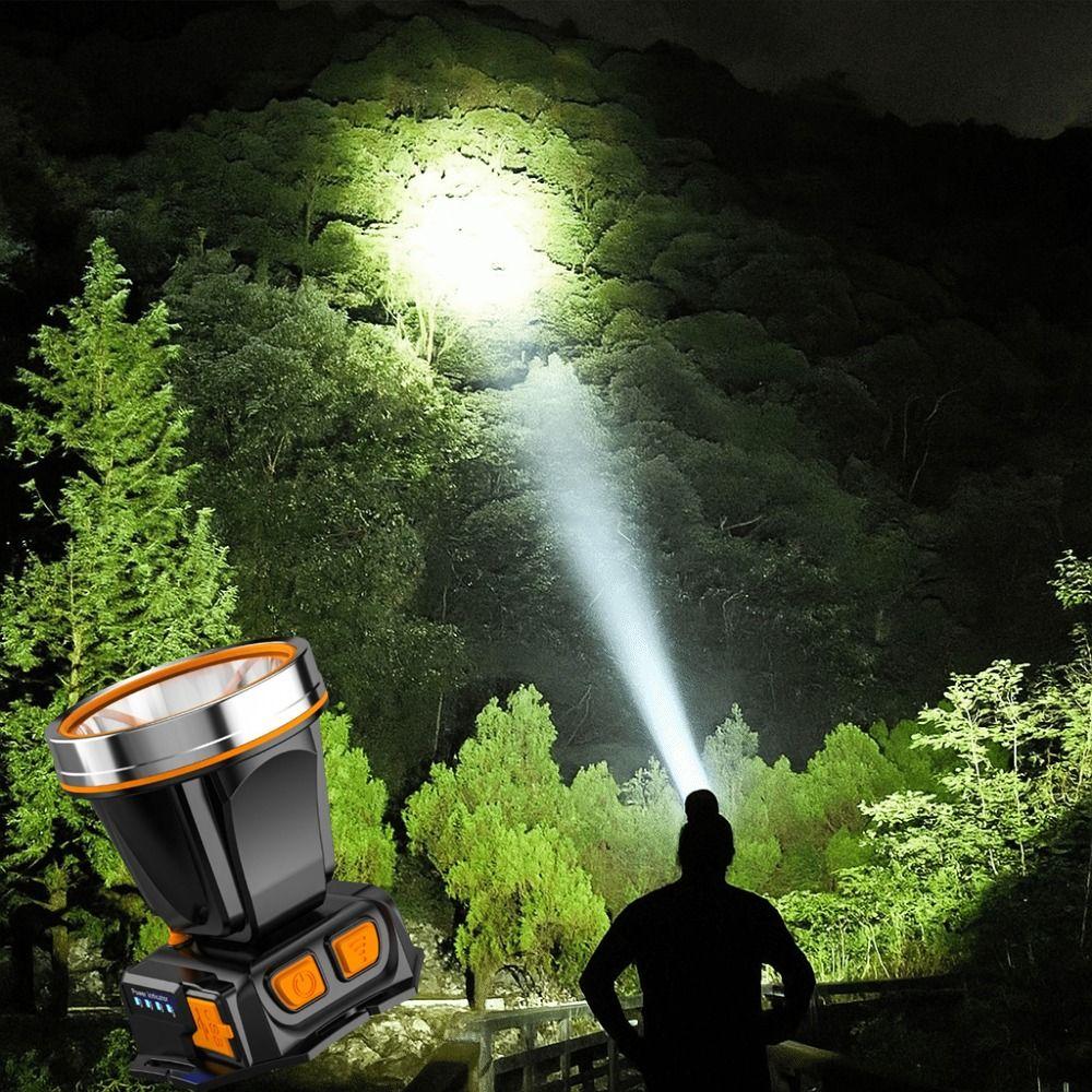 Adjustable Powerful LED Headlamp USB Rechargeable Strong Light Flashlight  Household Use