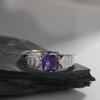 S925 Sterling Silver Natural Topaz Diopside Amethyst Color Treasure Ring Women'S Light Luxury Square Circle Ring French