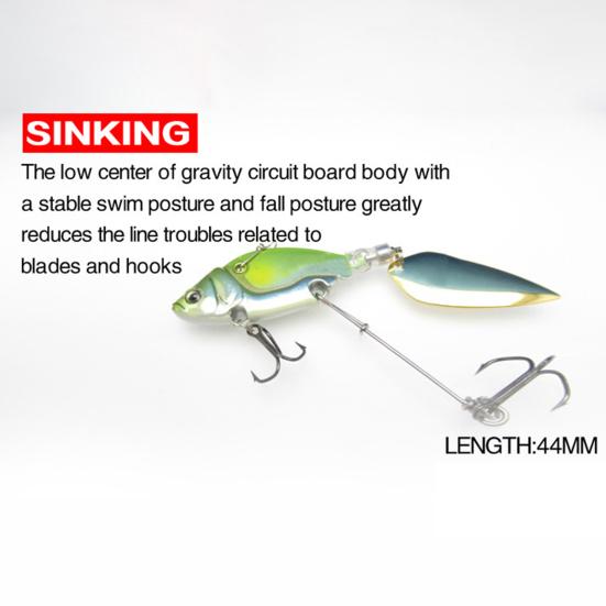 13,6 g/44 mm esca finta Spin paillettes metallo resistente gancio triplo VIB esca attrezzatura da pesca