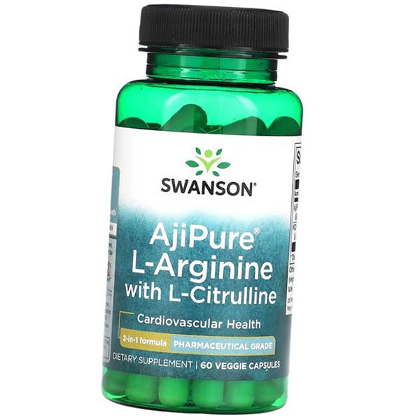 Аргинин и Цитруллин, AjiPure L-Arginine with L-Citrulline, Swanson  60вегкапс (27280040)