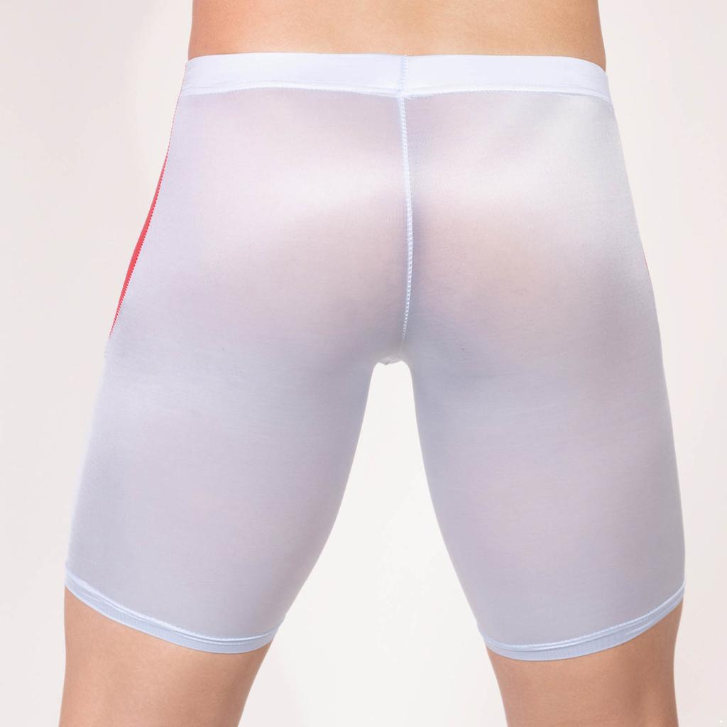 Mens Sheer Bermuda Shorts Bulge Pouch Contrast Trim Stretchy Fitness Nightwear Loungewear