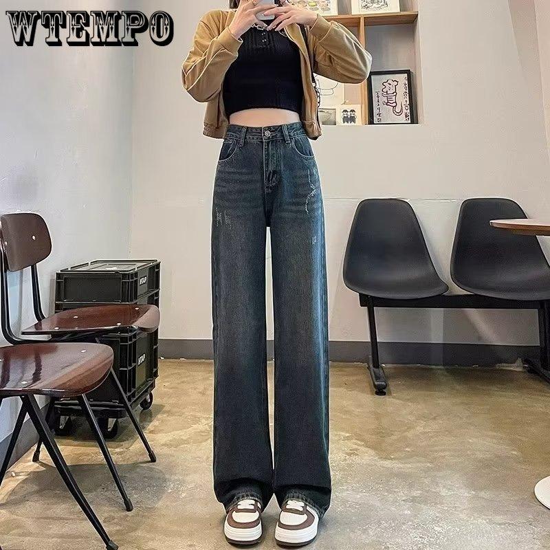 Retro High Waisted Wide Leg Jeans for Women In Autumn and Winter Straight Leg Jeans