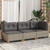 Garden Sofa with Cushions 3 Seater Grey Poly Rattan