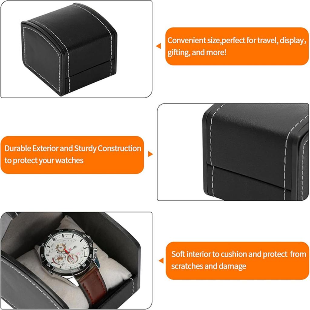 Bærbar klokkeboks PU skinnurkasse Organisering Oppbevaringsholder for menn kvinner Armbånd Vintage smykkeskrin med lærpute