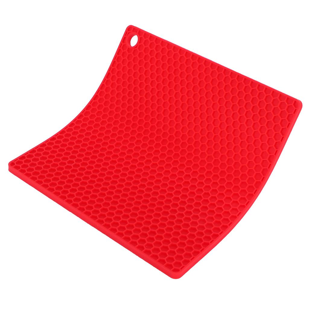 Insulation Pad Food Grade Silicone Pad AntiScalding Thickened Microwave Oven Mat for Kitchen Use(Red )