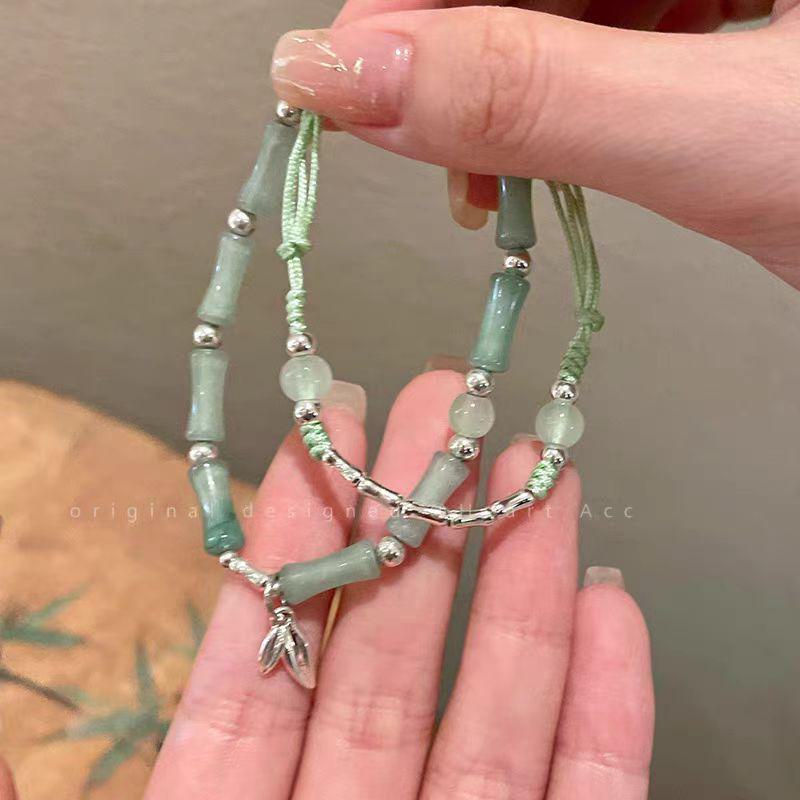 Exquisite Double-Layer Bamboo Jade Bracelet: Women's Light Luxury National Style Hand Jewelry