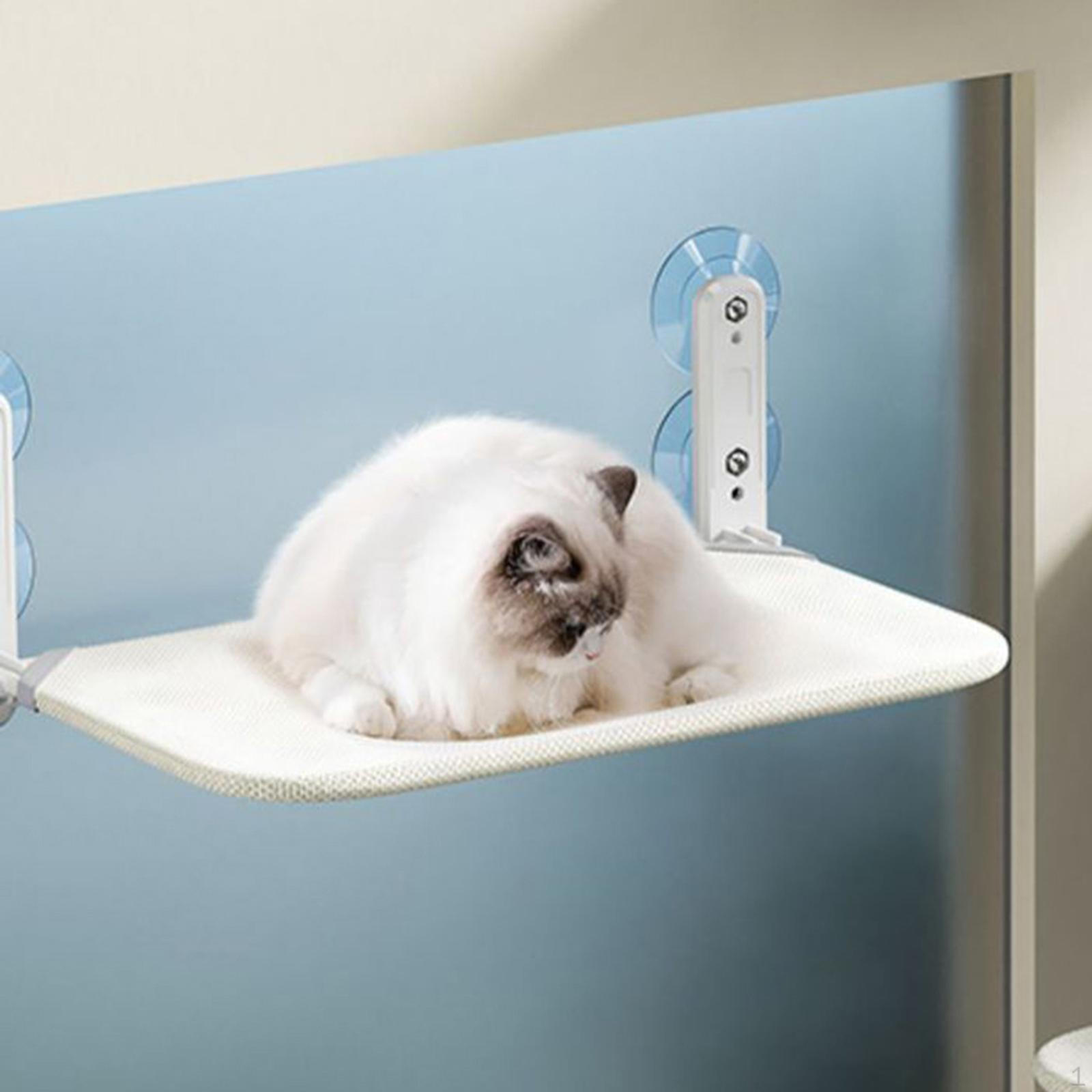 

Cat Window Perch Foldable Bed Indoor Cats Sill Mount Suction Cup Hammock Seat for Home Beige 45x29cm