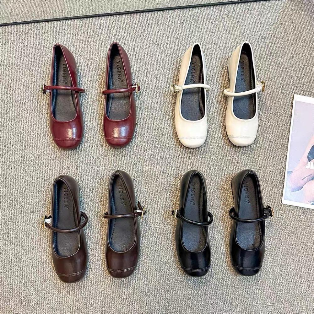 Fashion Footwear Ballet Flats Women Dance Shoes for Spring Buckle Strap Shallow Female Square Toe Ladies Lolita Shoes 2026