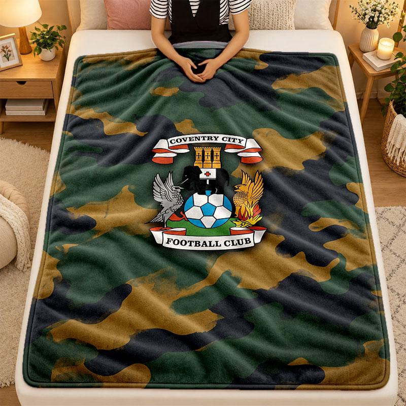 Flannel BlanketCoventry City Football Warm Soft Throw Blanket for Indoor Sofa Bed Living Room Use