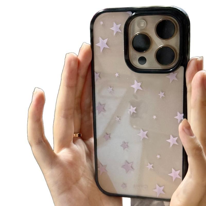 Full Screen Pink Stars for Apple 16 Promax All-inclusive Anti-fall Mobile Phone Case 16 Simple for IPhone 15 Protection 14