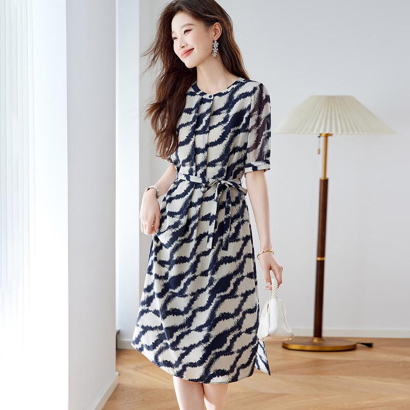 Srcr 16 Momme Double Georgette Silk Pleated A-Line Dress 2XL