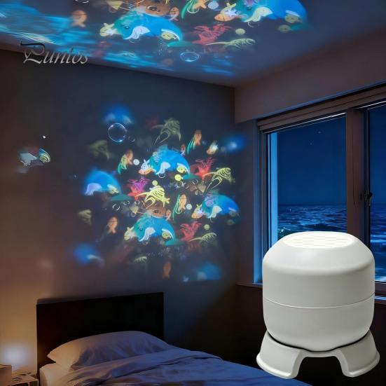 Projector Lamp for Bedroom Star Night Light with 360 Degree Rotating, Ocean Mood Bedroom, Compact LED Kids Adjustable Focus Dimming Wall Projection