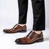 Three-joint Suit Men's Shoes Business Dress Leather Shoes Men's Pointed Oxford Shoes Leather Brown British Inner Height-increasing Shoes