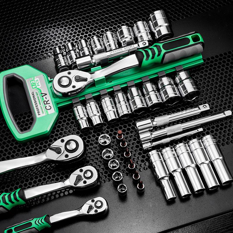Industrial Grade 53-Piece Auto Repair Tool Set - 24/72 Tooth Socket Wrench Quick Repair Kit