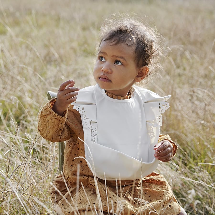 Elodie Baby Scandinavian Perfect for Vanilla White Bibs, Stylish, Waterproof, Design, Daycare,