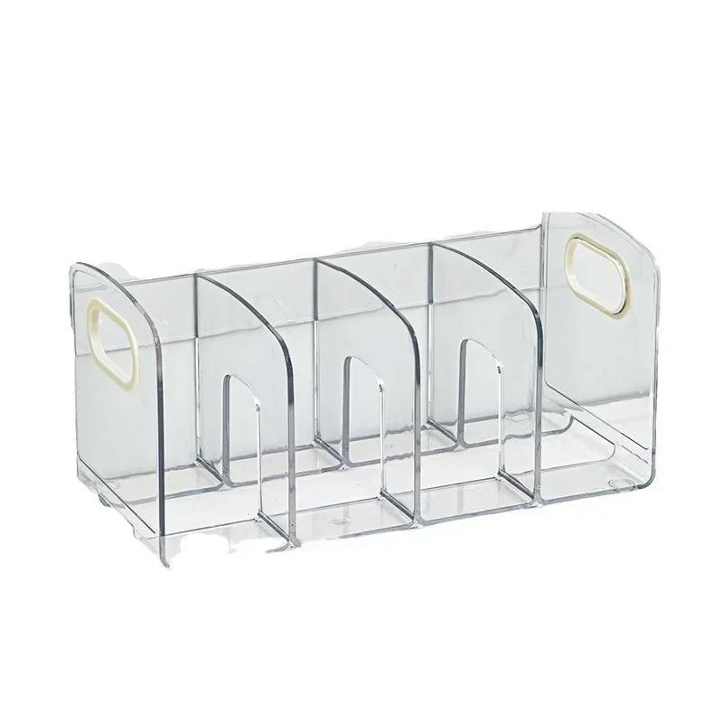 Convenient Clear Acrylic Bookends With Handle Desk Organizer Divided Book Stand Desktop Sorting Rack Study Supplies