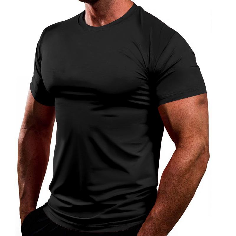 Solid Color European and American Men's Crew Neck Top Summer Quick-drying Breathable Casual Sports Short-sleeved T-shirt