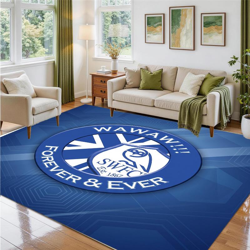 Sheffield Wednesday Design Crystal Velvet Rug Soft Decorative Mat for Bedroom Entrance