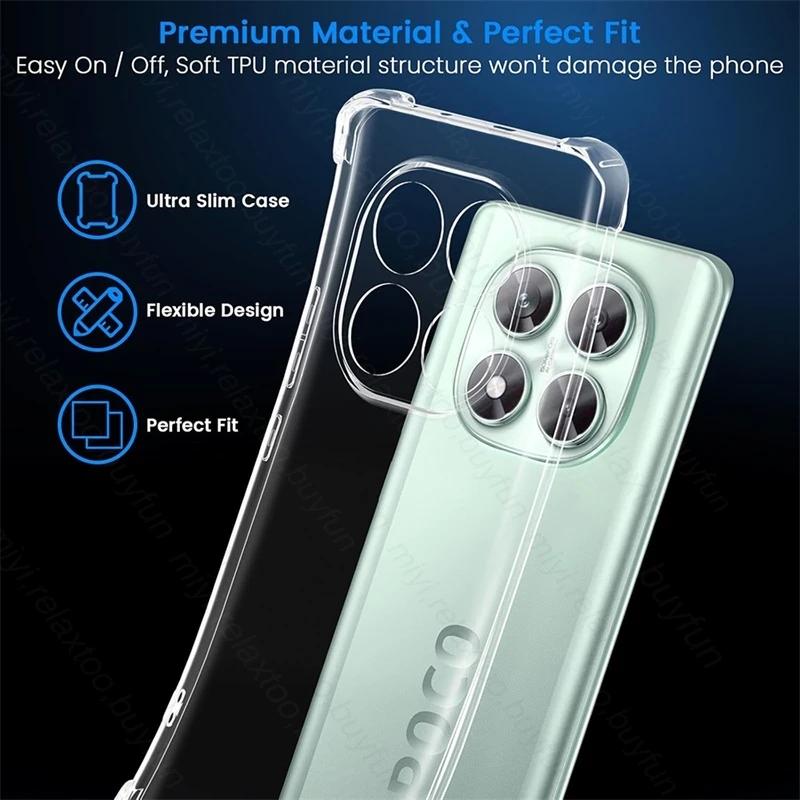 Anti-Yellower Crystal Clear Case for Xiaomi Poco X7 X6 Pro X5 M6 M5 F6 C75 C65 4G 5G Transparent Shockproof Slim TPU Soft Cover