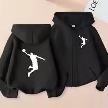 Children's Zip-Up Basketball Sweatshirt Fashion Idol Star Hoodie Casual Sports Cardigan for Boys And Girls 3-12 Years Old