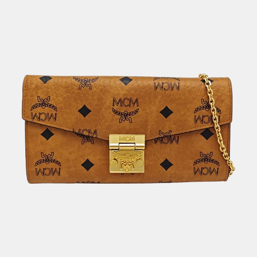 [Pre-Owned] Patricia Visetos Compact Lightweight Vintage Monogram Coated Canvas Envelope Chain Shoulder Bag Large - Very Good #11I9WRH