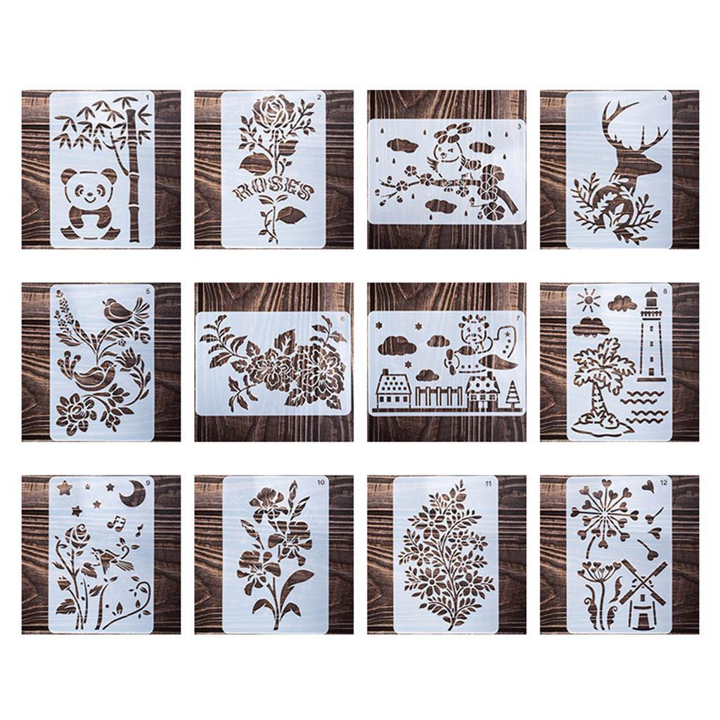 24PCS Rectangle Hollow Painting Templates for DIY Album Border Ruler Scrapbook Art Tool