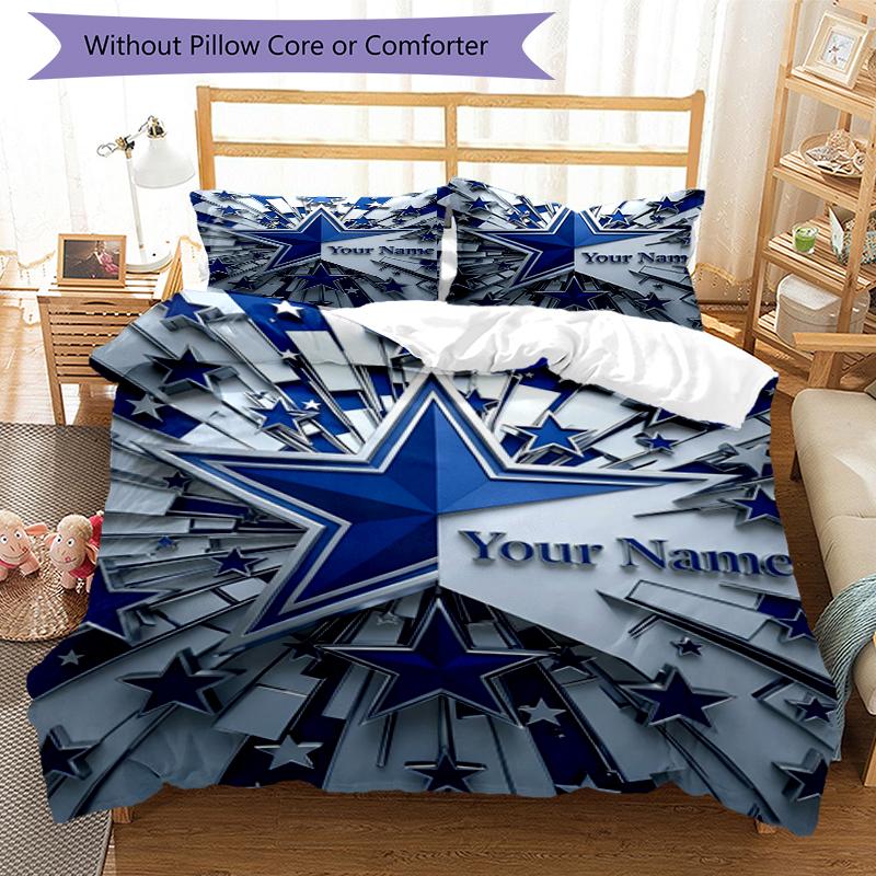 Star Burst Custom Name Text Print 1Pc Bedding Set Duvet Cover With Two Pillowcases Soft Bed Linen For Household Bedroom