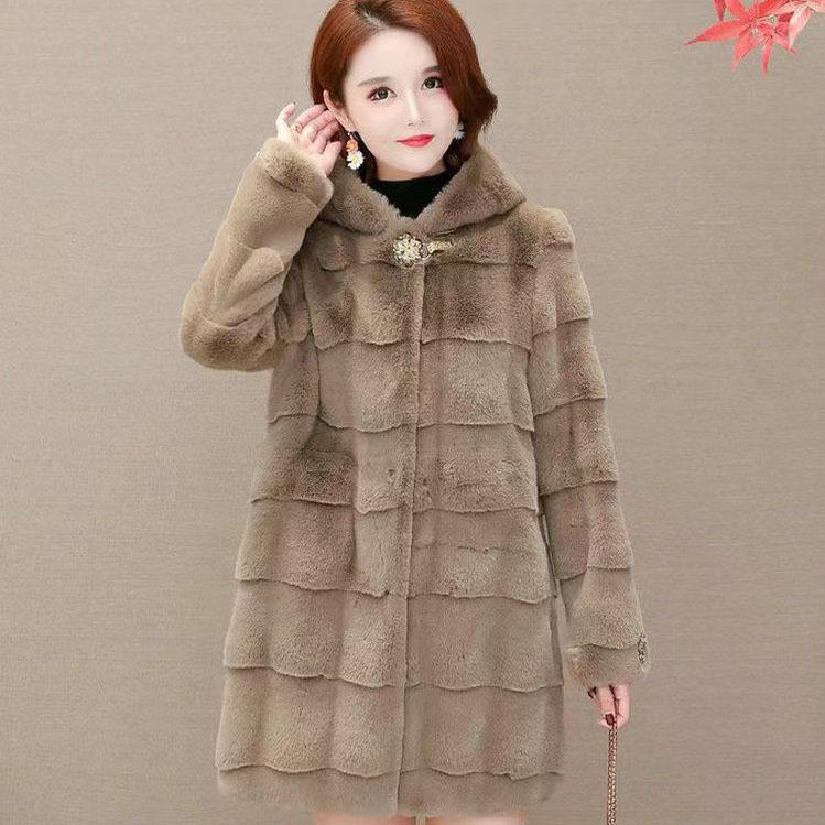 

Зимняя куртка для пожилых людей среднего возраста, искусственное меховое пальто из травы, теплая, свободного покроя, модная парка XS хаки