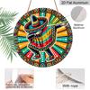 2D Flach, 1 Stück 7,87 Zoll Rundes Aluminiumschild, Mexikanisches Fiesta Sombrero & Maracas Design, Lebendige Kulturelle Metallwandkunst, Einfach Aufzuhängen Innen-/Außenbereich Dekor