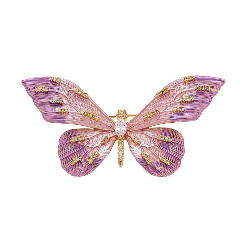 Vintage gradual change enamel butterfly brooch female pearl insect corsage design sense pin
