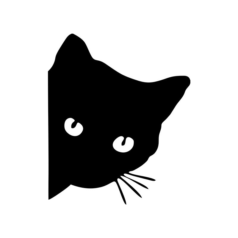 Auto interieurstickers zwart/wit/laser kattenstickers leuke stickers auto styling decoratieve accessoires 15X18CM black