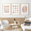 3pcs Frameless Modern Abstract Wall Art,Beige Minimalism and Polka Dot Stripe,Pastel Canvas Printing Chic Living Room Wall Decor