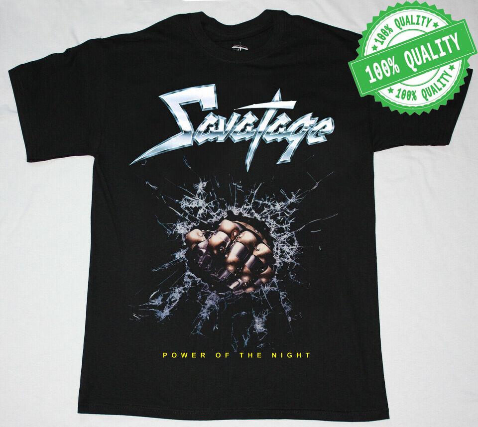 

SAVATAGE POWER OF THE NIGHT 85 NEW BLACK Black Cotton T-Shirt Unisex T-Shirt XXL