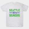 Men Black Print T-shirt 1974 Seattle Sounders Classic No-Cut Transfer Paper Print Cotton Tshirt