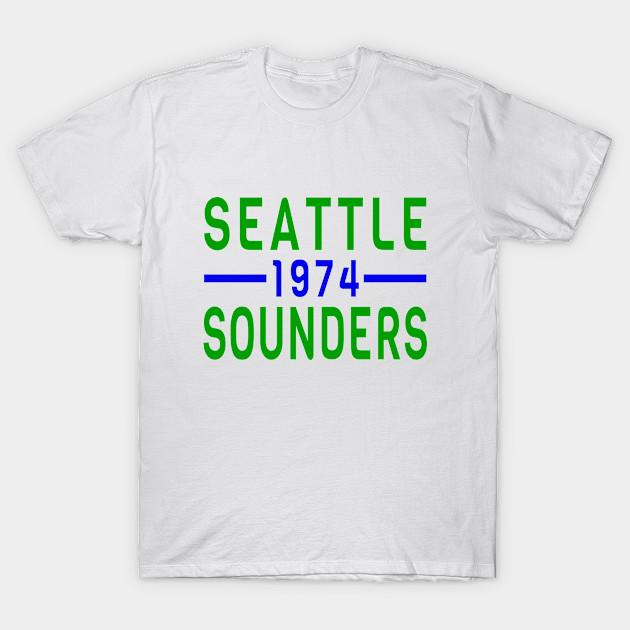 Men Black Print T-shirt 1974 Seattle Sounders Classic No-Cut Transfer Paper Print Cotton Tshirt 4XL