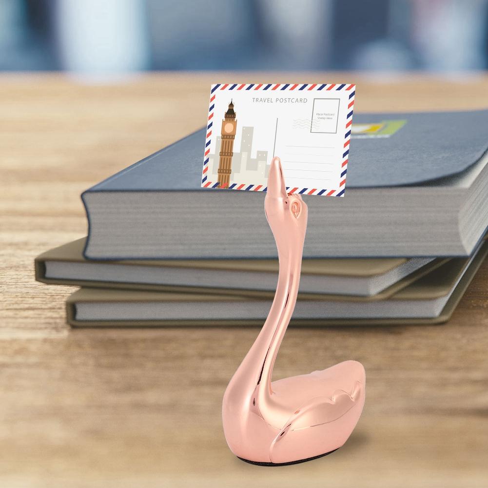 

Table Swan Picture Memo Photo Card Clip Ring Holder Decoration for Banquets PartyRose Gold