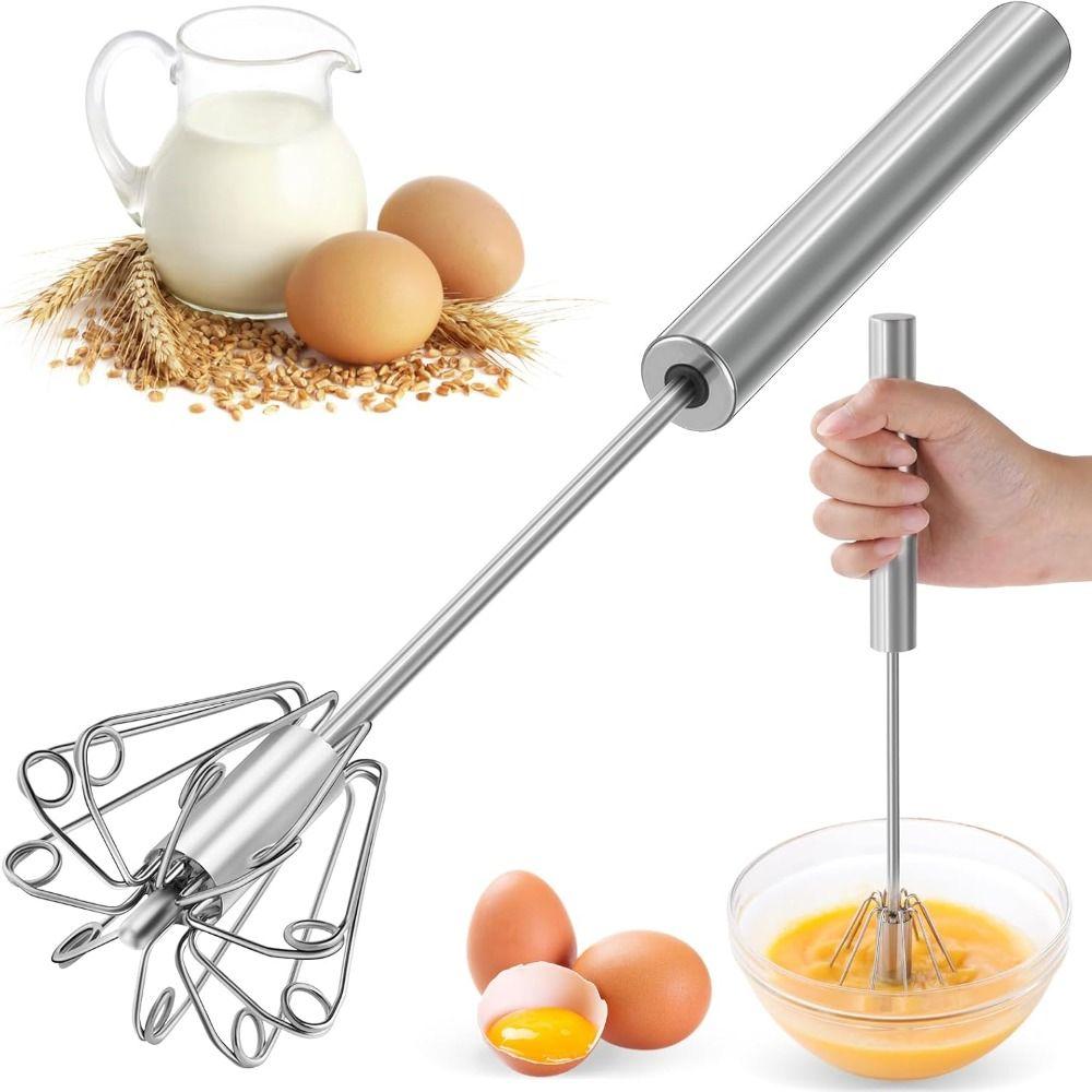 Stainless Steel Egg Whisk Upgraded Semi Automatic Whisk Durable Egg Beater  Culinary