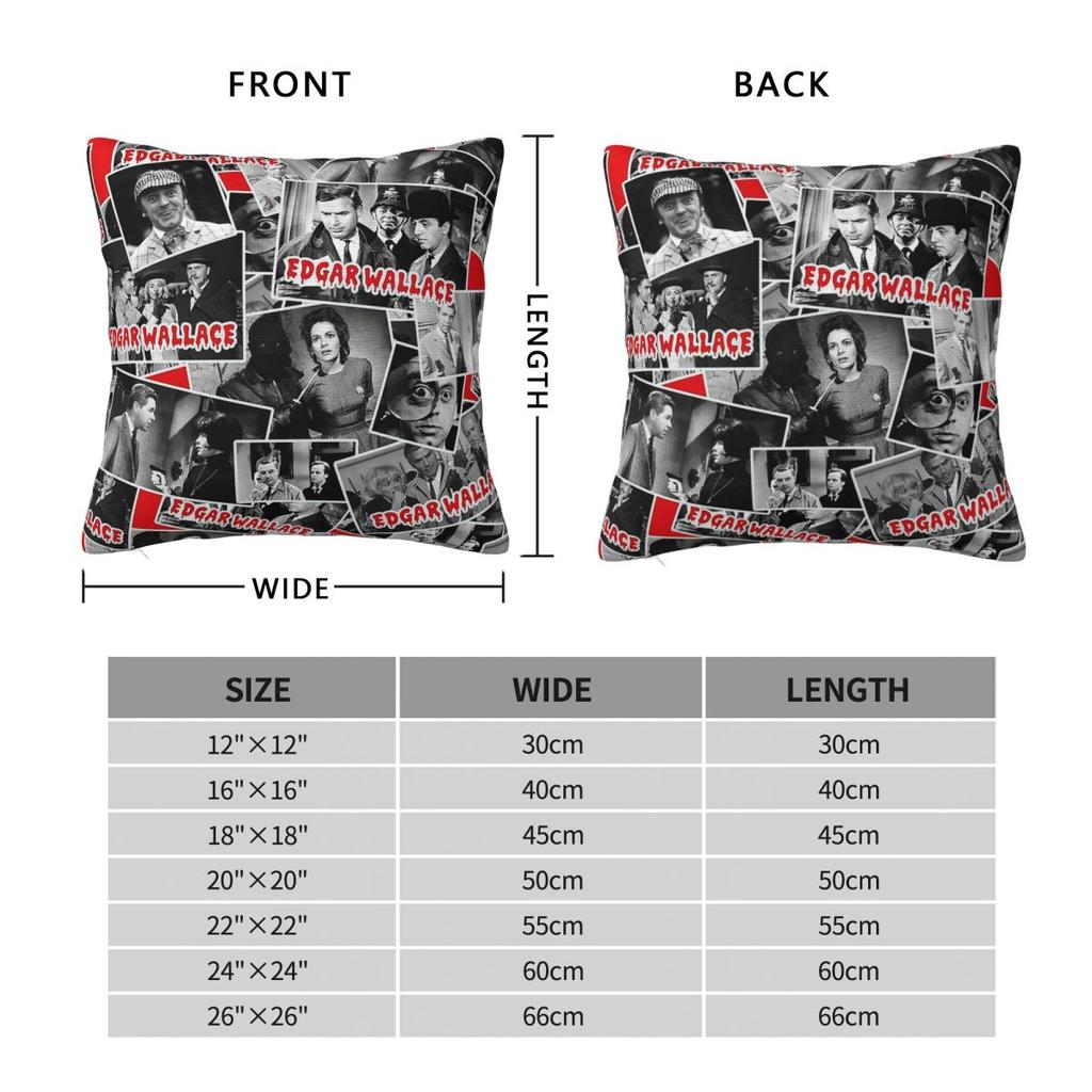 Edgar Wallace Movies 50S 60S Pillowcase Polyester Linen Velvet Pattern Zip Decorative Pillow Case Sofa Seater Cushion Cover
