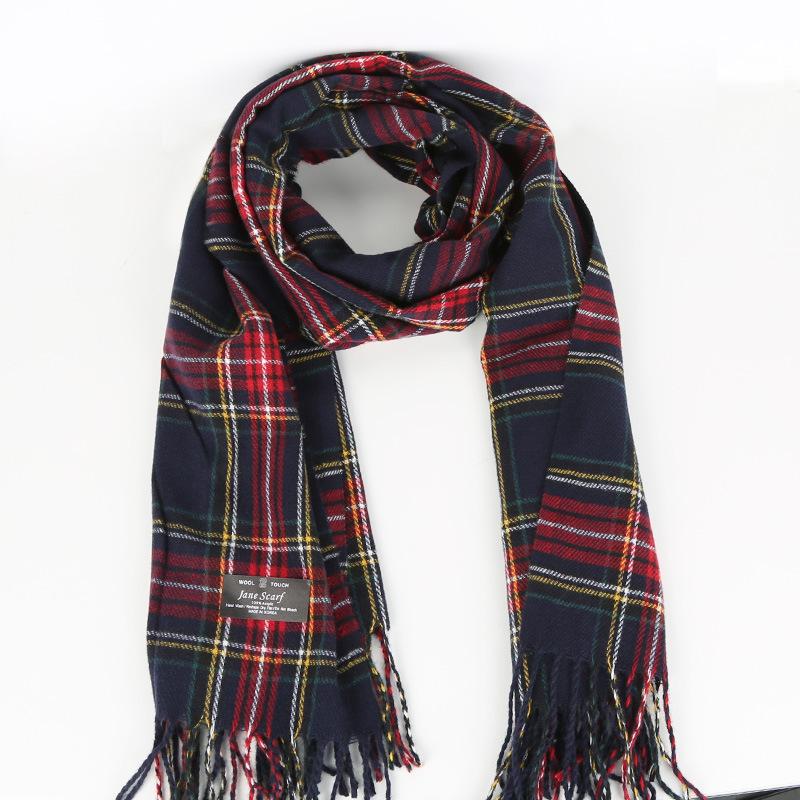 Christmas red plaid scarf women's winter warmth retro senior sense new gift scarf shawl student