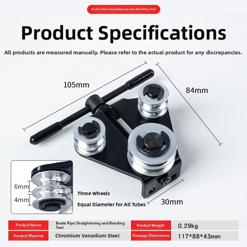 Adjustable Brake Tube Straightening Bending Tool Manual Pipe Straightener For Stainless Steel And Copper Diameter Pipes Black