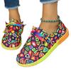 Ethnic Graffiti Lace-Up Low-Top Canvas Shoes for Women