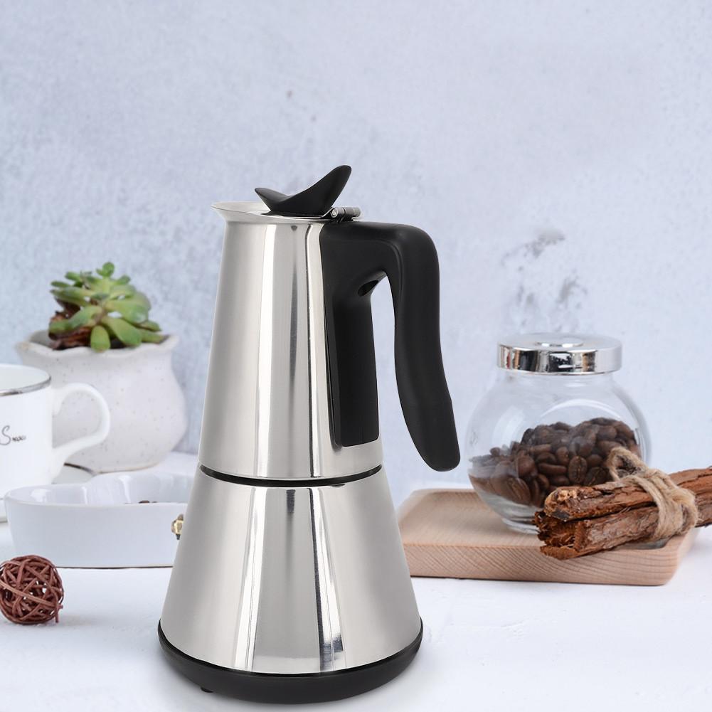 300ML Large Capacity Household Electric Mocha Pot 304 Stainless Steel Italian Espresso Hand Brewed Coffee Machine