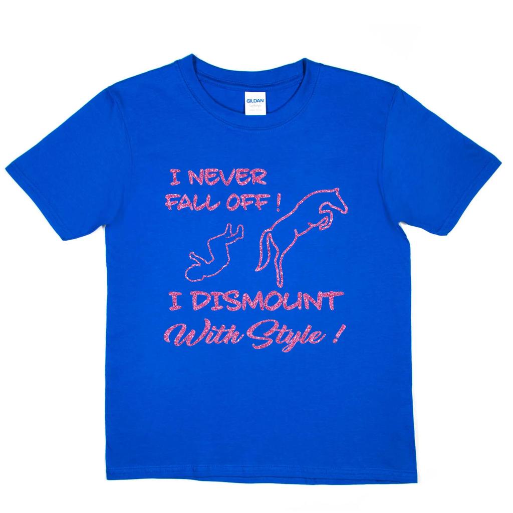 I Never Fall Off I Dismount Horse Riding Girls Funny Kids T shirt