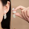 High-End Pearl Stud Earrings, Light Luxury Super Flash Diamond-Set Wheat Earrings Design Sense Dual-Purpose Earrings Women
