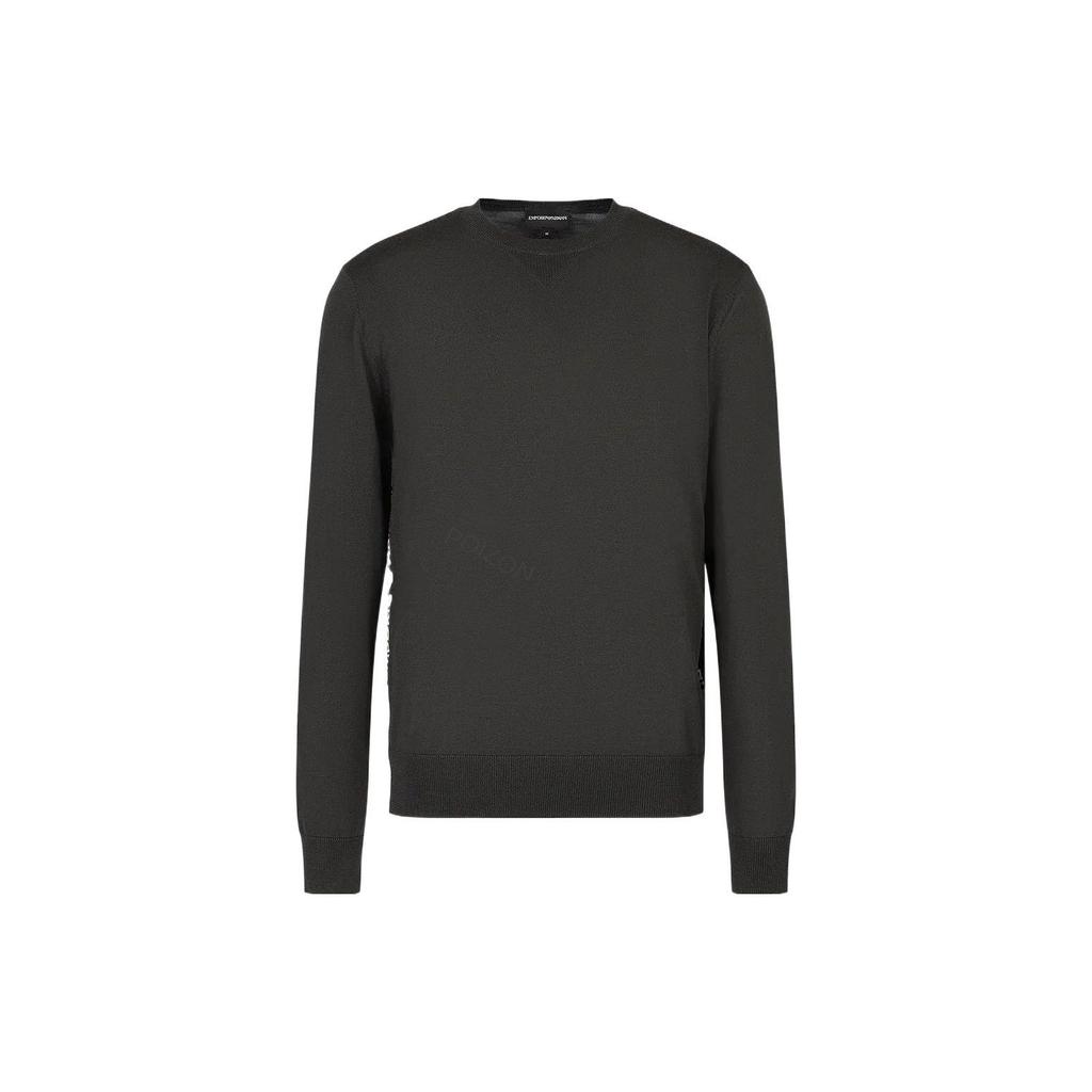 Emporio Armani FW22 Einfarbig Seitliches Logo-Print Rundhals Pullover Herren Pullover Grau 6L1MXH1-MIVZ1-0558
