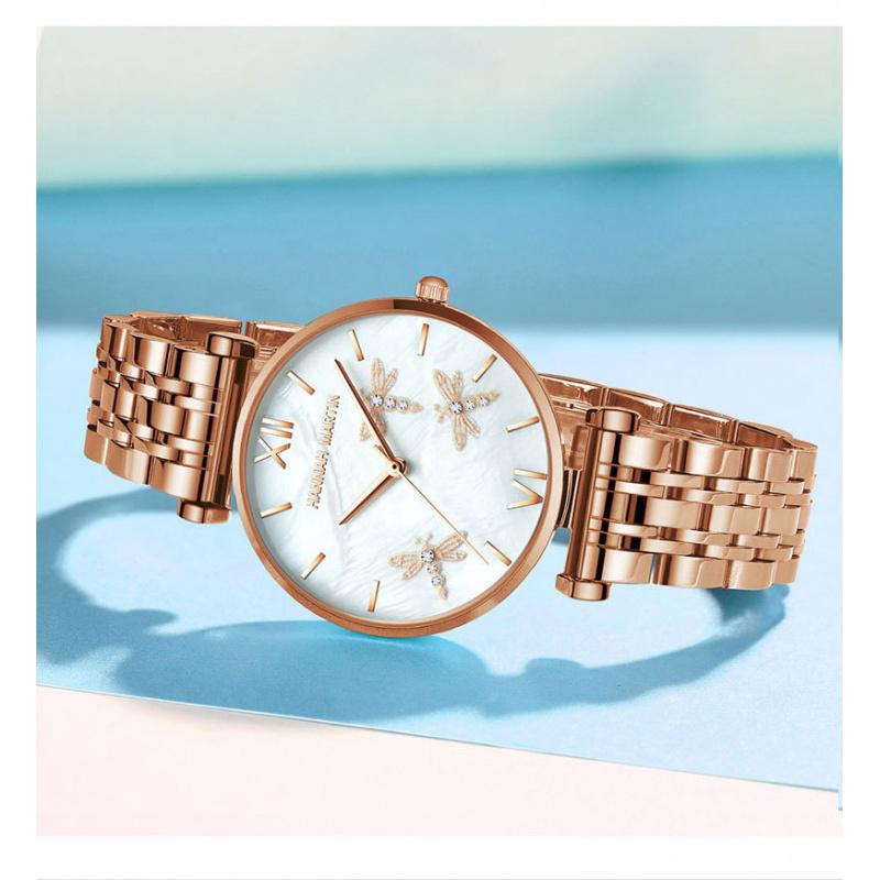 Hanna Martin Libellen-Design Damenuhr Wasserdicht Japanisches Uhrwerk 36mm Zifferblatt Modedesign Damenuhr