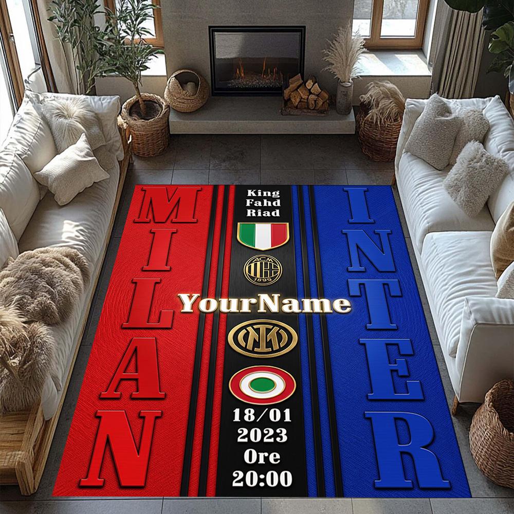Inter Milan Personalized Name Carpet Design for Kitchen Playrooms Decorate room Dormitory Anti-slip Rug Anime Office Decor Best for Christmas