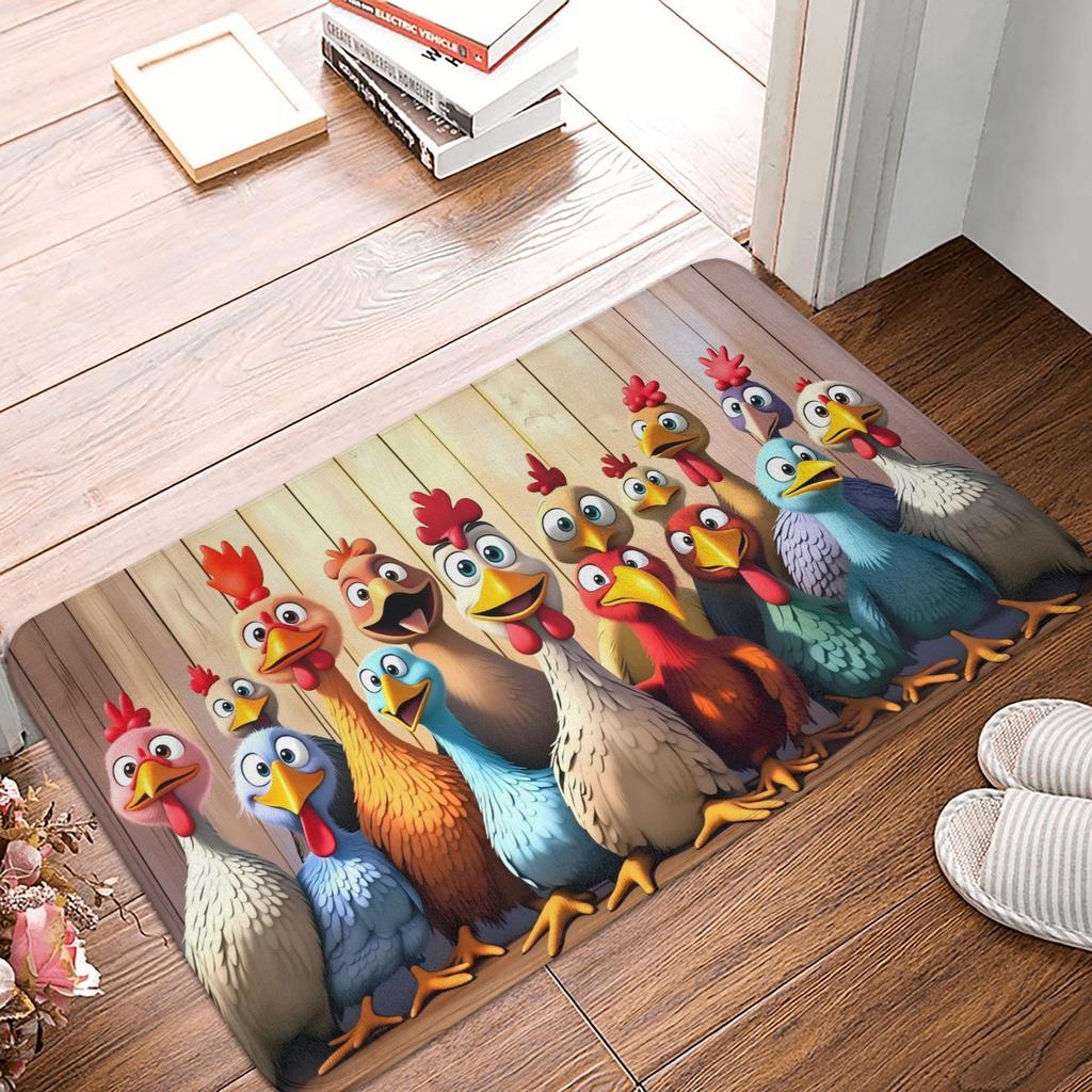 Festive Funny Big-Eyed Chick Family Design Front Floor Door Entrance Mats Indoor  Kitchen Bath Doormat Living Room Carpet Rug