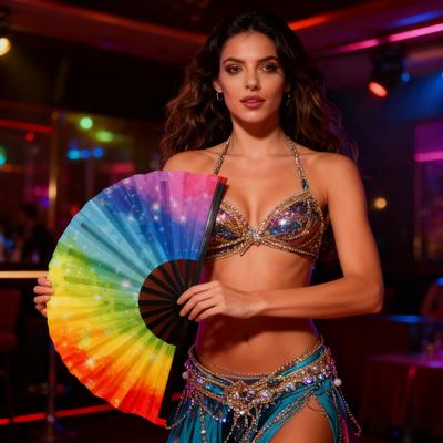 Ventaglio Kung Fu Pieghevole Portatile da 13 Pollici a Mano in Bambù con Inchiostro Fluorescente Luminoso Leggero Accessorio Rinfrescante