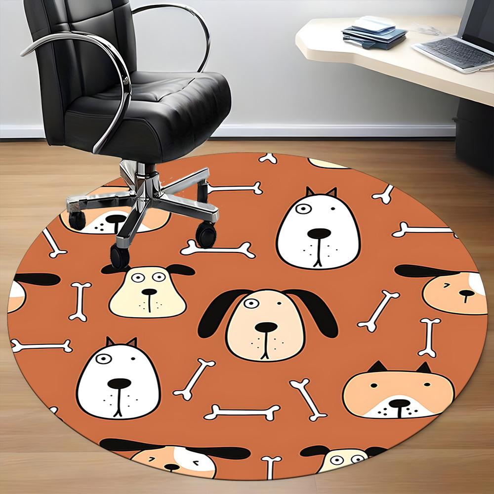 1pc Dogs Bones Office Round Area Rug, Indoor Mat Suitable For Office, Under Office Chairs Bedroom Living Room Home Decor, Room Deco